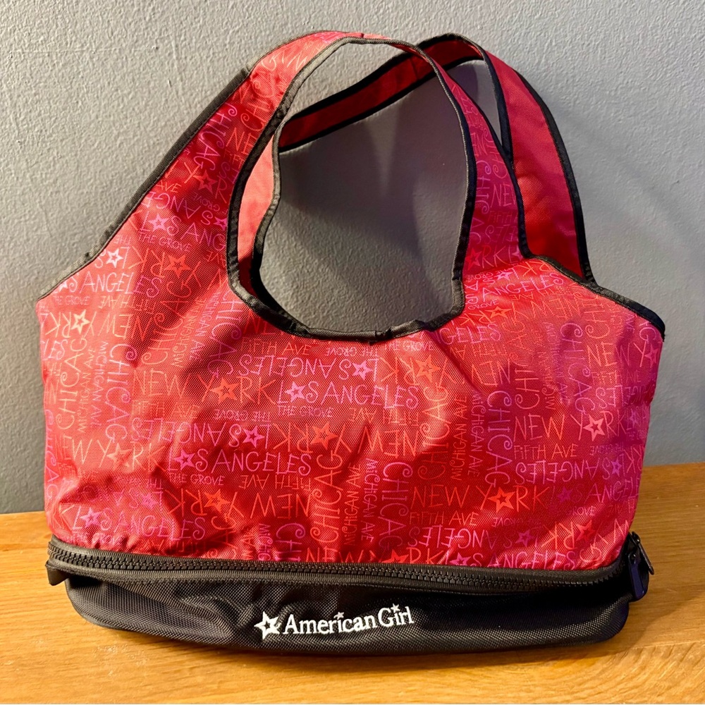 💜 BOGO American Girl Red Tote with Black Trim (18” Doll)